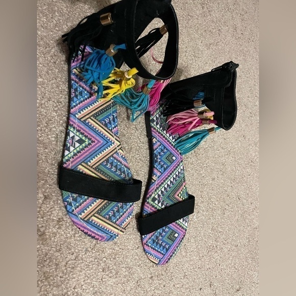 Black multicolored flats size 8 - Picture 3 of 8